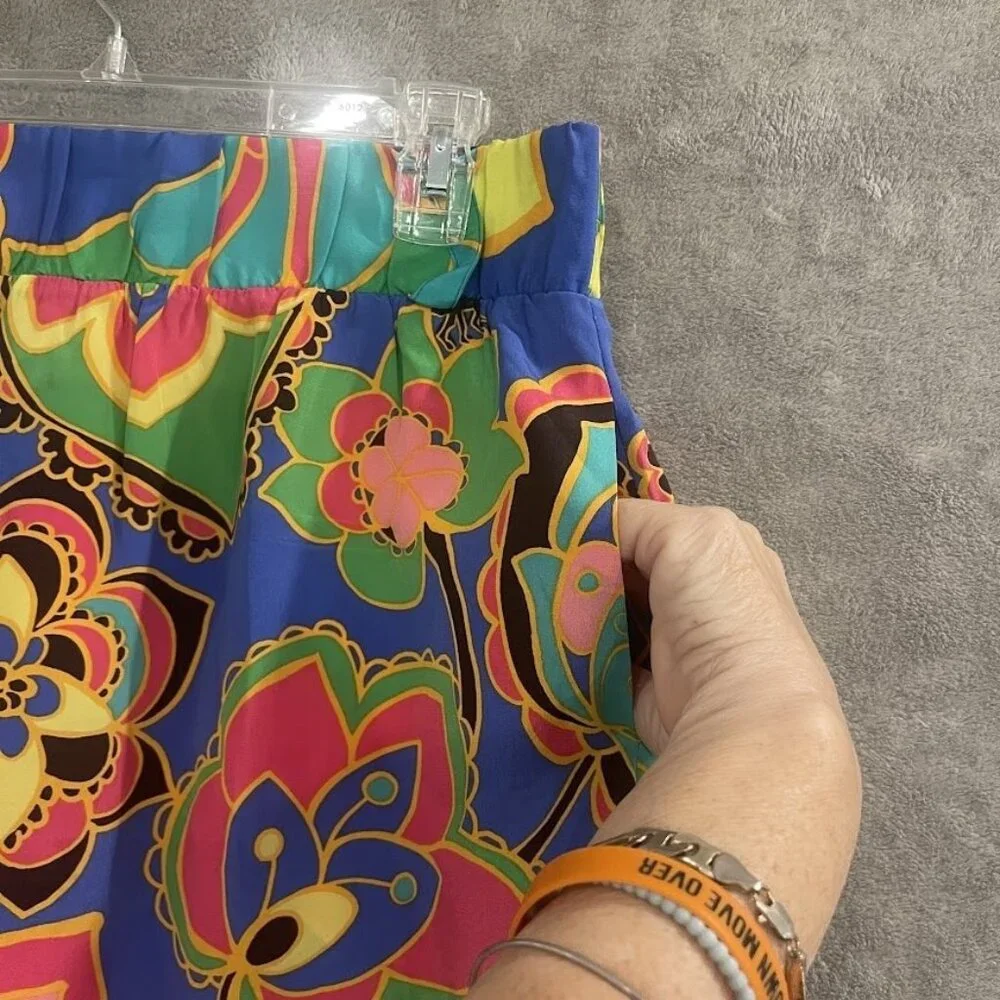 Lilly Pulitzer Skirt Womens Medium Silk Lined Floral Print Pockets 16347‎
